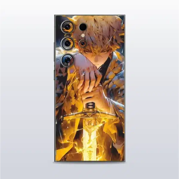 Zenitsu Agatsuma (Demon Slayer) Fan Art - mobile skins and wrap - skinzo - Samsung Galaxy S24 Ultra