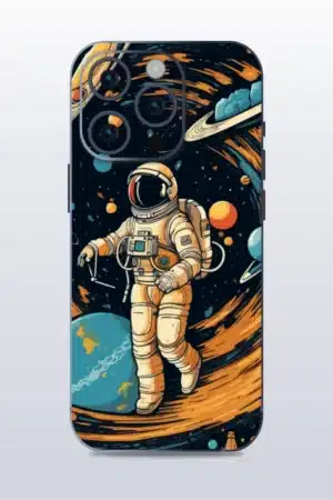 Astronaut In Solar System - mobile skins and wrap - skinzo - Apple Iphone 15 Pro Max