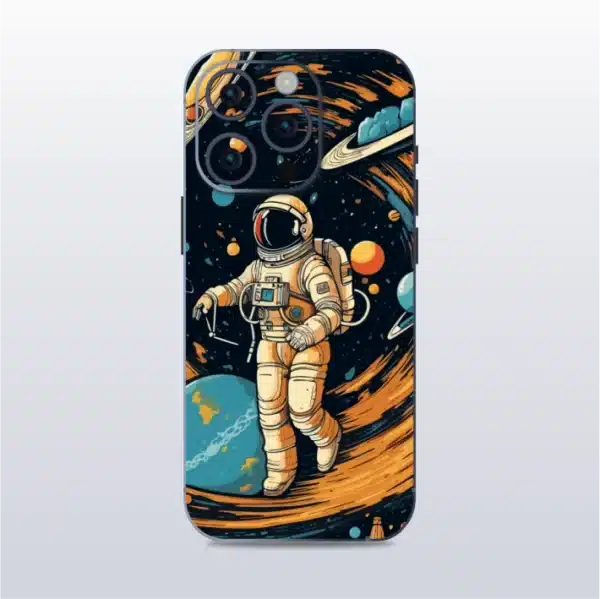 Astronaut In Solar System - mobile skins and wrap - skinzo - Apple Iphone 15 Pro Max