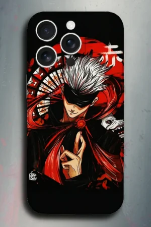 Satoru Gojo - Reversal Red (Jujutsu Kaisen) Fan Art - mobile skins and wrap - skinzo - Apple Iphone 15 Pro Max